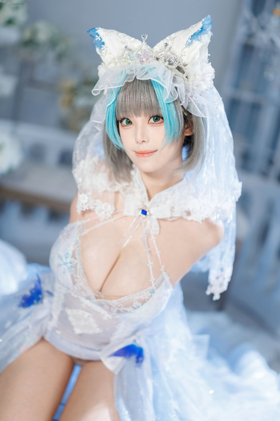 萌系小姐姐蜜汁猫裘 - 碧蓝航线 柴郡 花嫁 [134P2V-6.94GB]